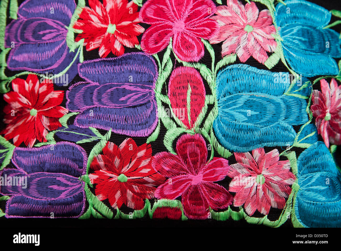 Closeup of embroidered bag for sale at market on Zocalo, Oaxaca, Mexico