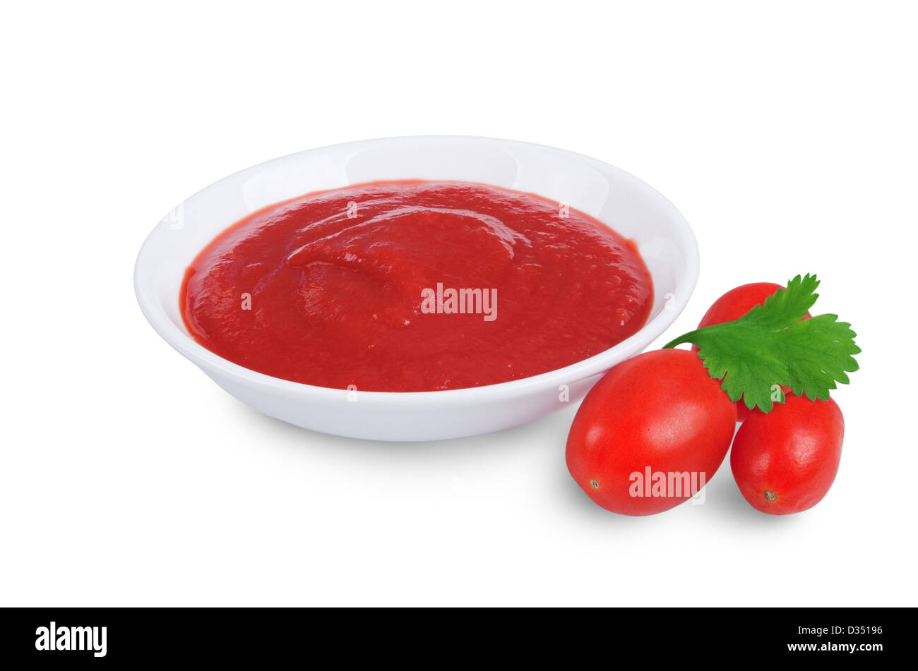 tomato sauce ketchup in bowl isolated on white background Stock Photo
