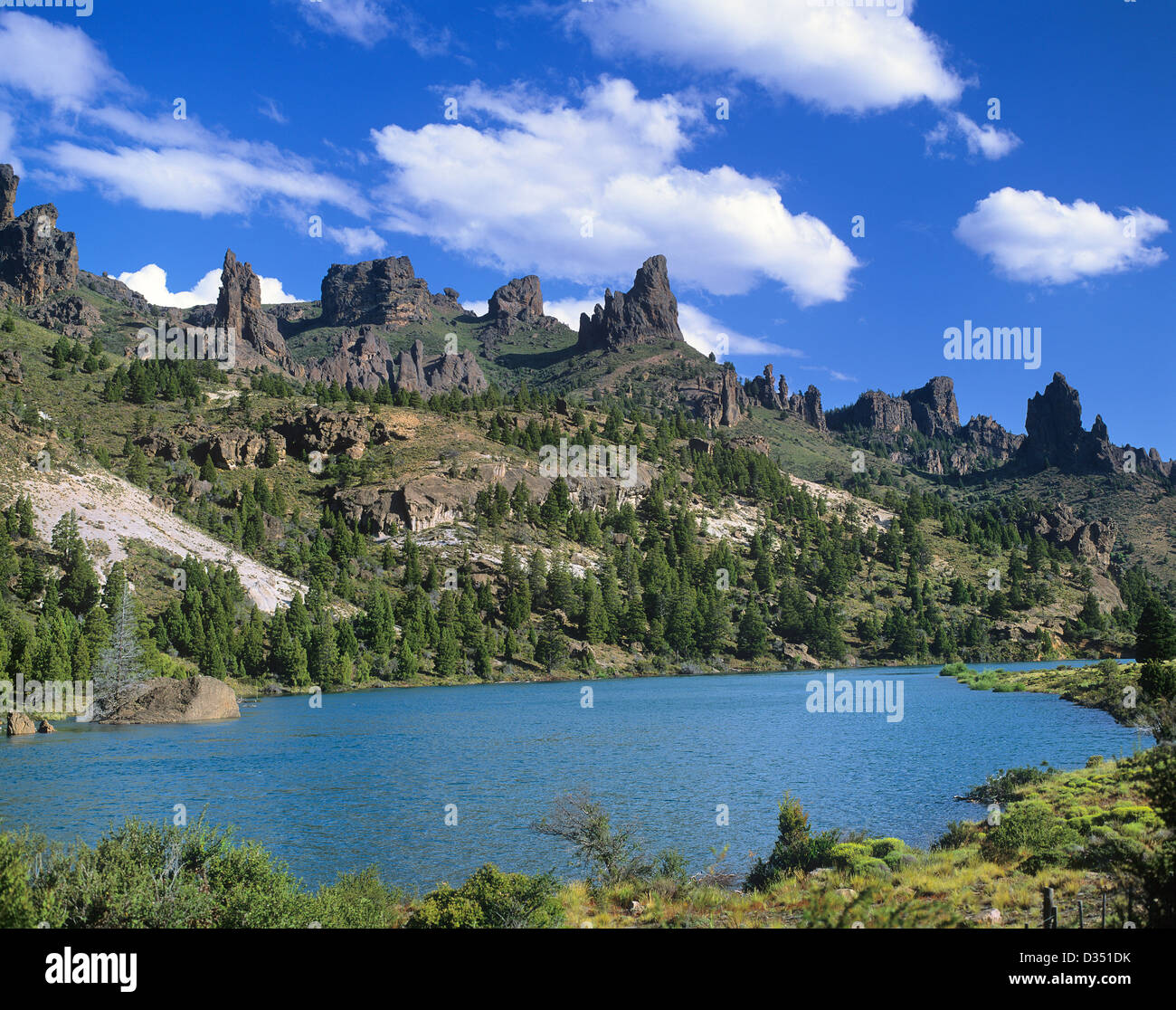 Argentina, Patagonia, Provincia de Rio Negro / Neuquen, 'Valle Encantado', The Enchanted Valley of the Rio Limay Stock Photo