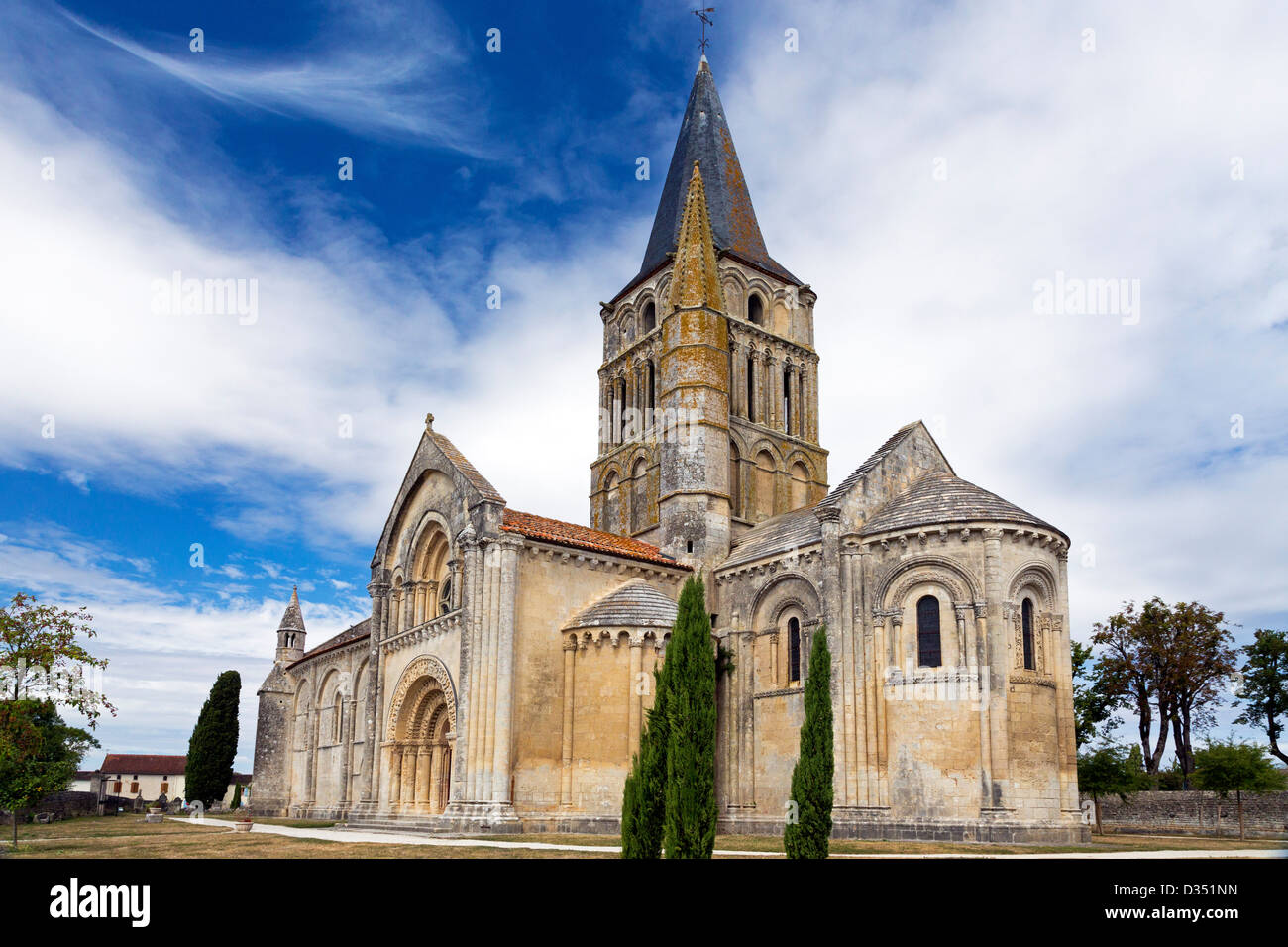 Church of St. Pierre de la Tour Aulnay de Saintonge, Charente Maritime, France Stock Photo