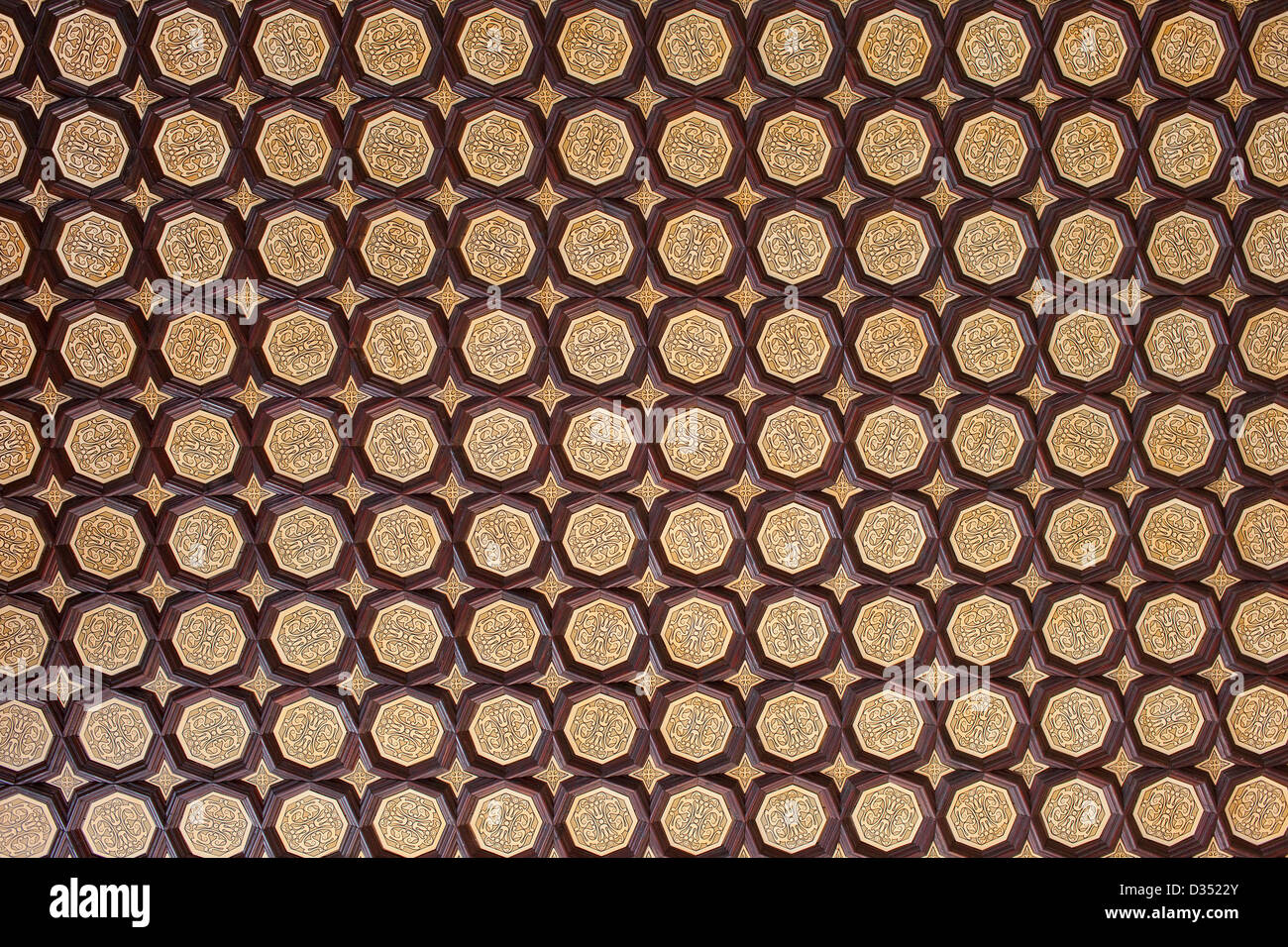Old Traditional Golden Painted Design Within Wooden Octagon