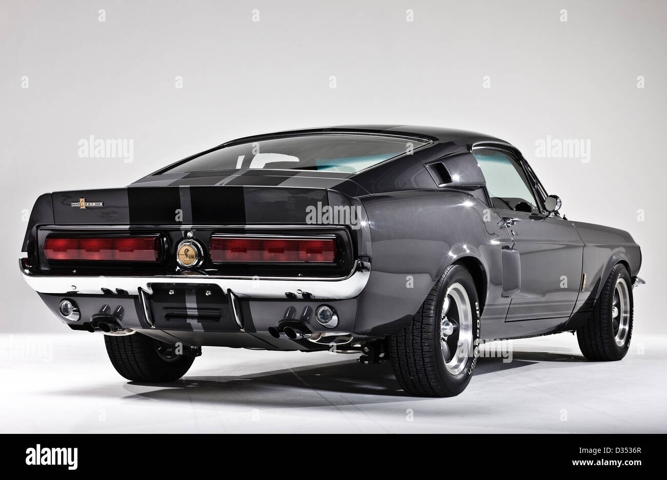 Dark grey Shelby Mustang GT 350 2-door sports car Stock Photo