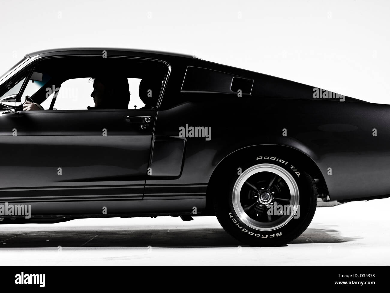 Dark grey Shelby Mustang GT 350 2-door sports car Stock Photo