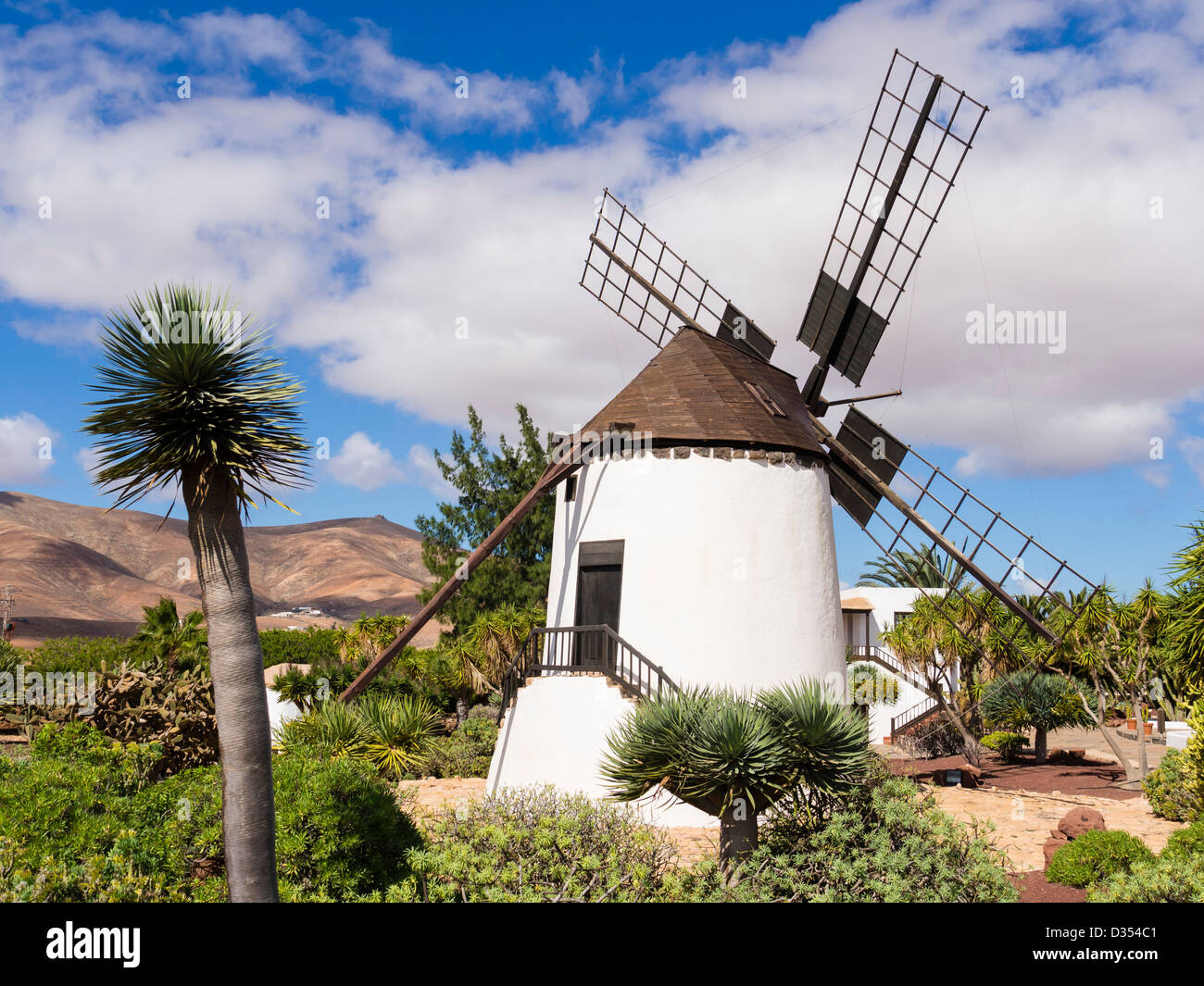 The windmill at the outdoor museum of Antigua. Stock Photo
