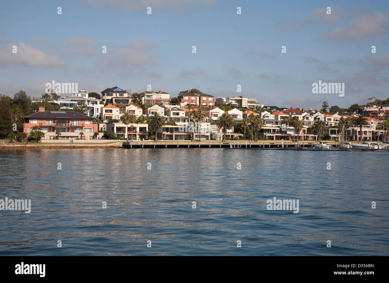 Waterfront luxury houses and units along the banks of the Parramatta River at Drummoyne Sydney Australia Stock Photo