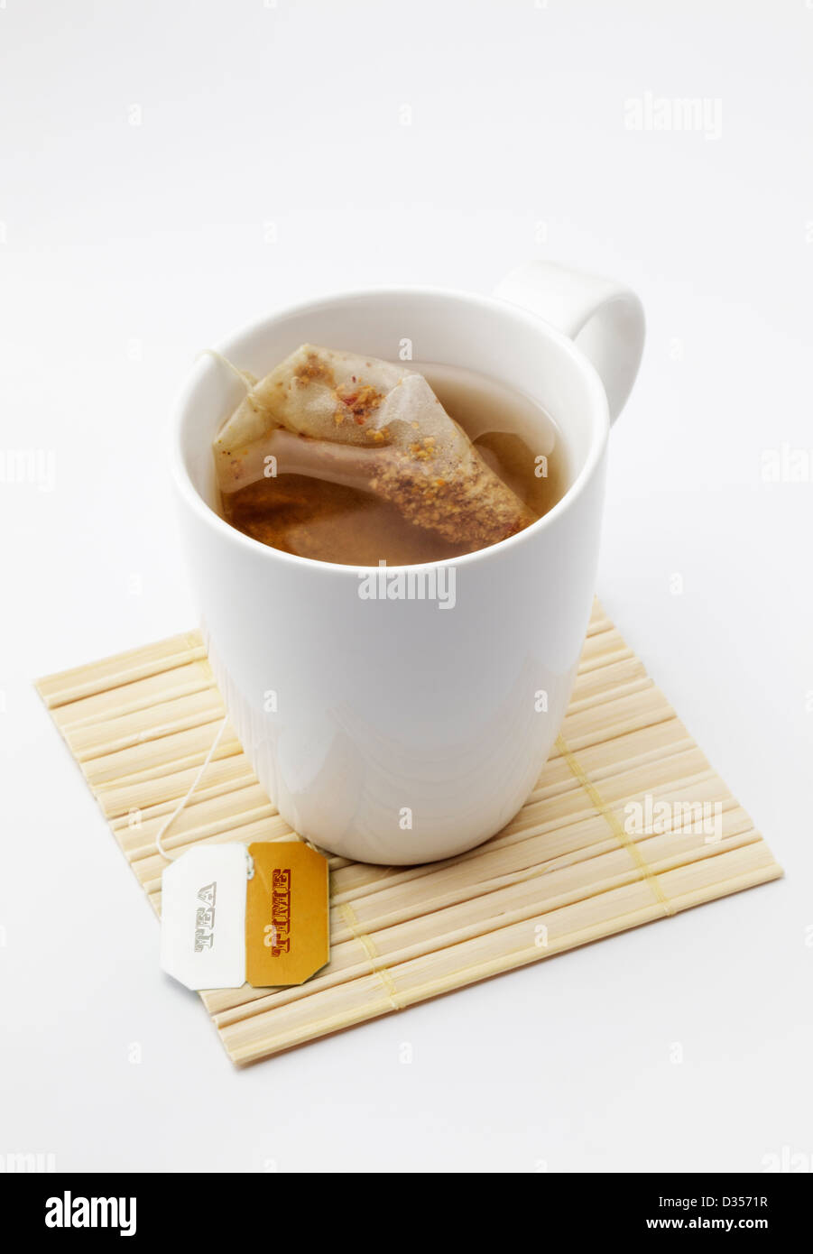 Mug of tea with teabag Stock Photo