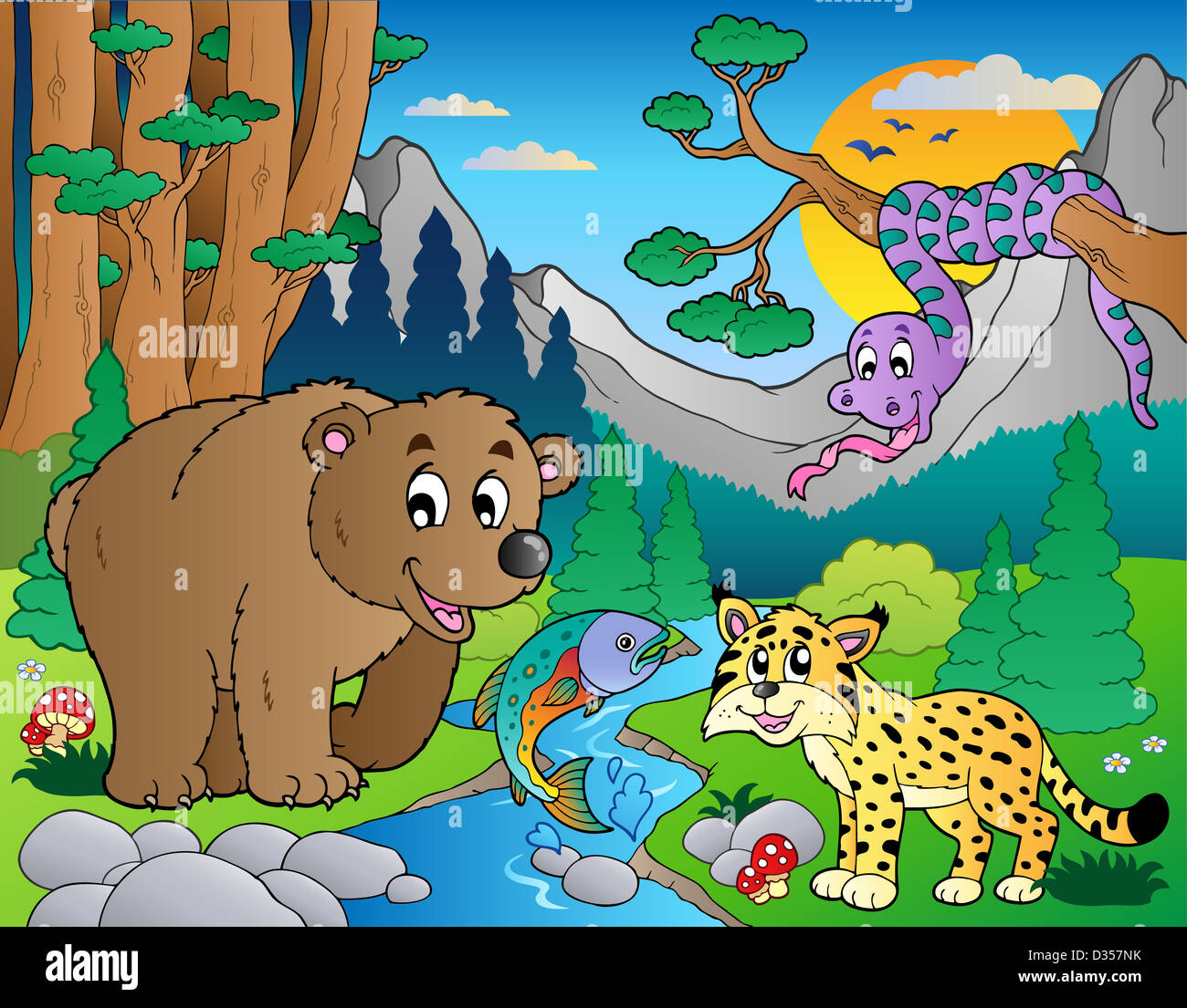 Cartoon illustration brook trout hi-res stock photography and images ...