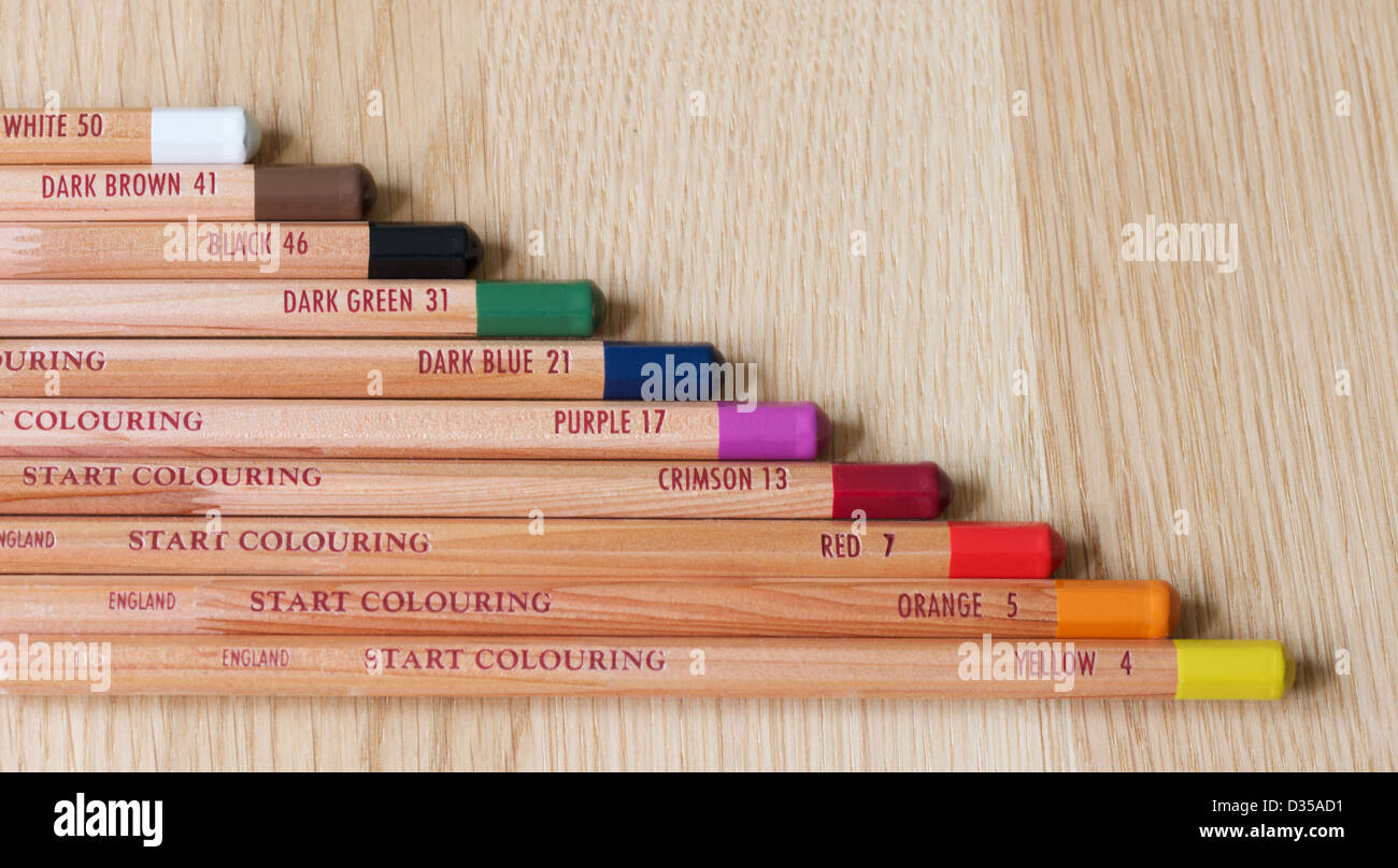 wooden coloured pencils Stock Photo Alamy