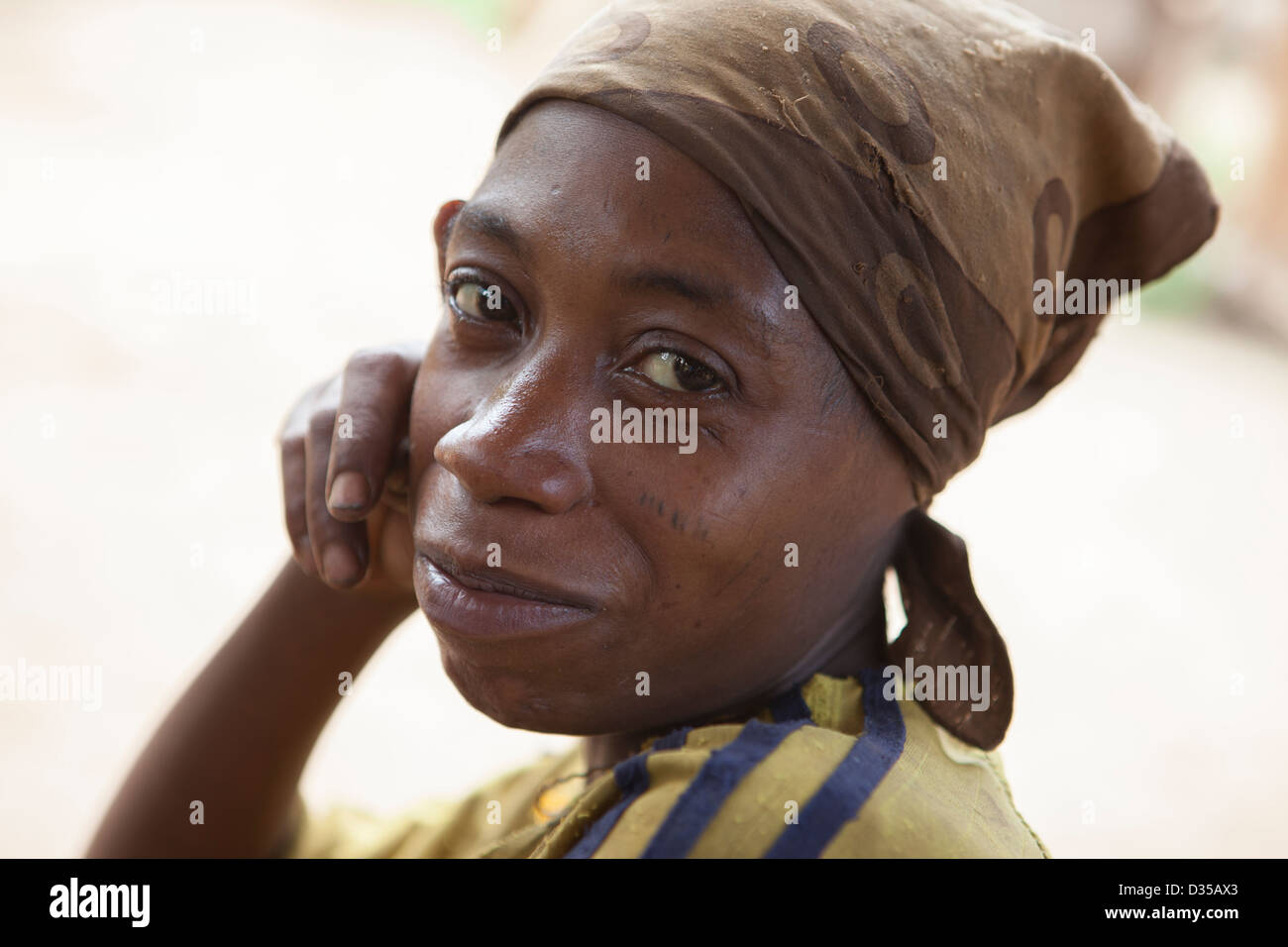 CONGO, 26th Sept 2012: A young woman in a community of Bata pigmy people, Sieh village. Stock Photo