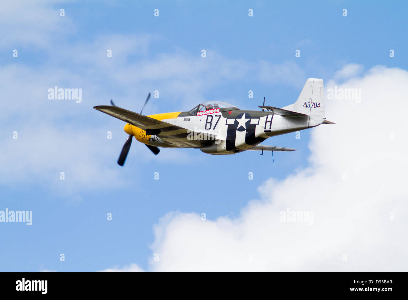 Mustang Fighter airplane in flight Stock Photo