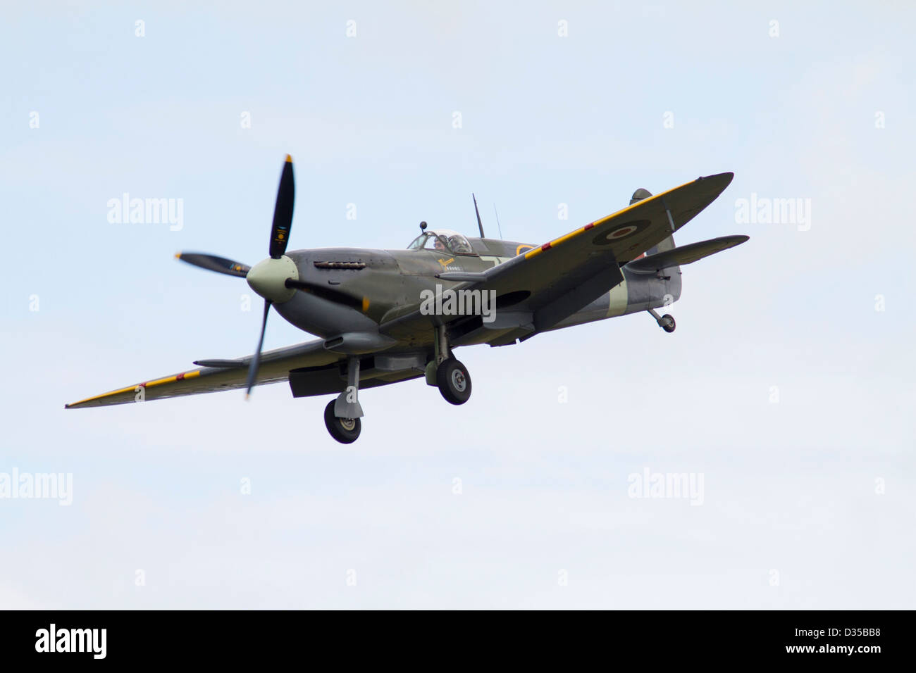Royal Air Force Spitfire airplane in flight Stock Photo