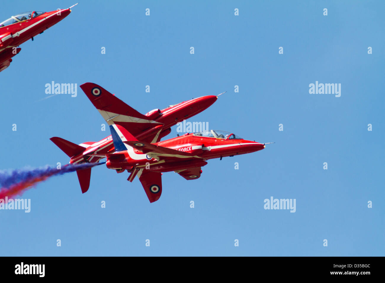 Red Arrows aerobatic team in flight Stock Photo