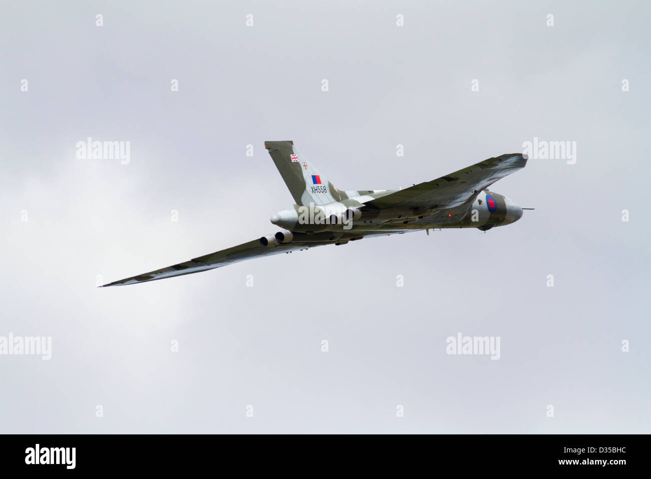 Vulcan Bomber XH558 in flight Stock Photo