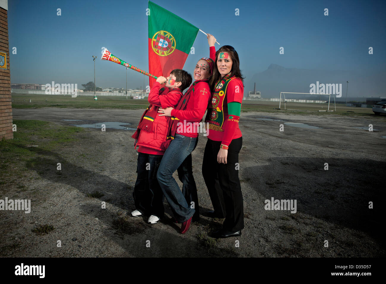 Portuguese fans at the Portuguese club in Milnerton in Cape Town just prior to the Portugal vs Brazil Group G match.FIFA 2010 Stock Photo