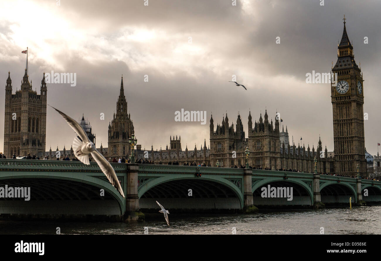 Westminster bridge and Big Ben London England Great Britain UK Stock Photo