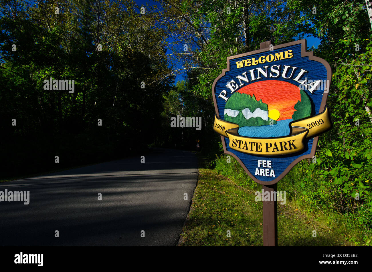 Welcome Sign For Peninsula State Park In Door County Wisconsin