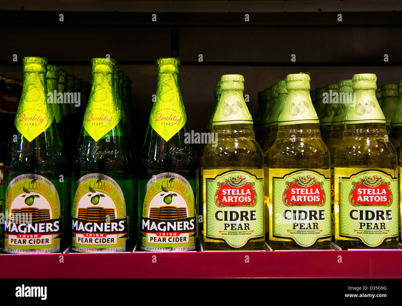 bottles of premium cider Stock Photo