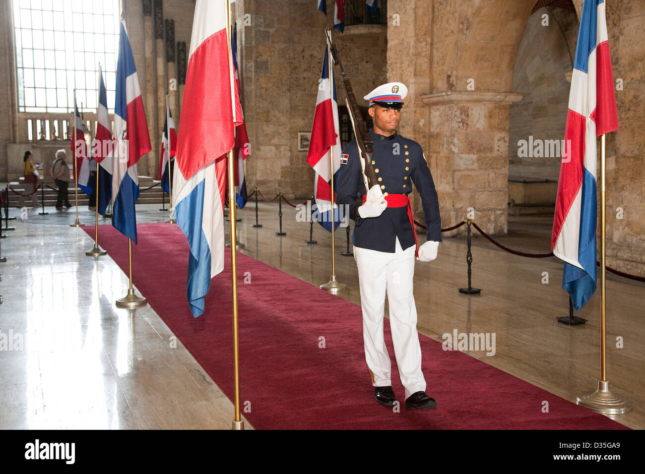 america, caribbean sea, hispaniola island, dominican republic, santo domingo town, national pantheon, guard Stock Photo