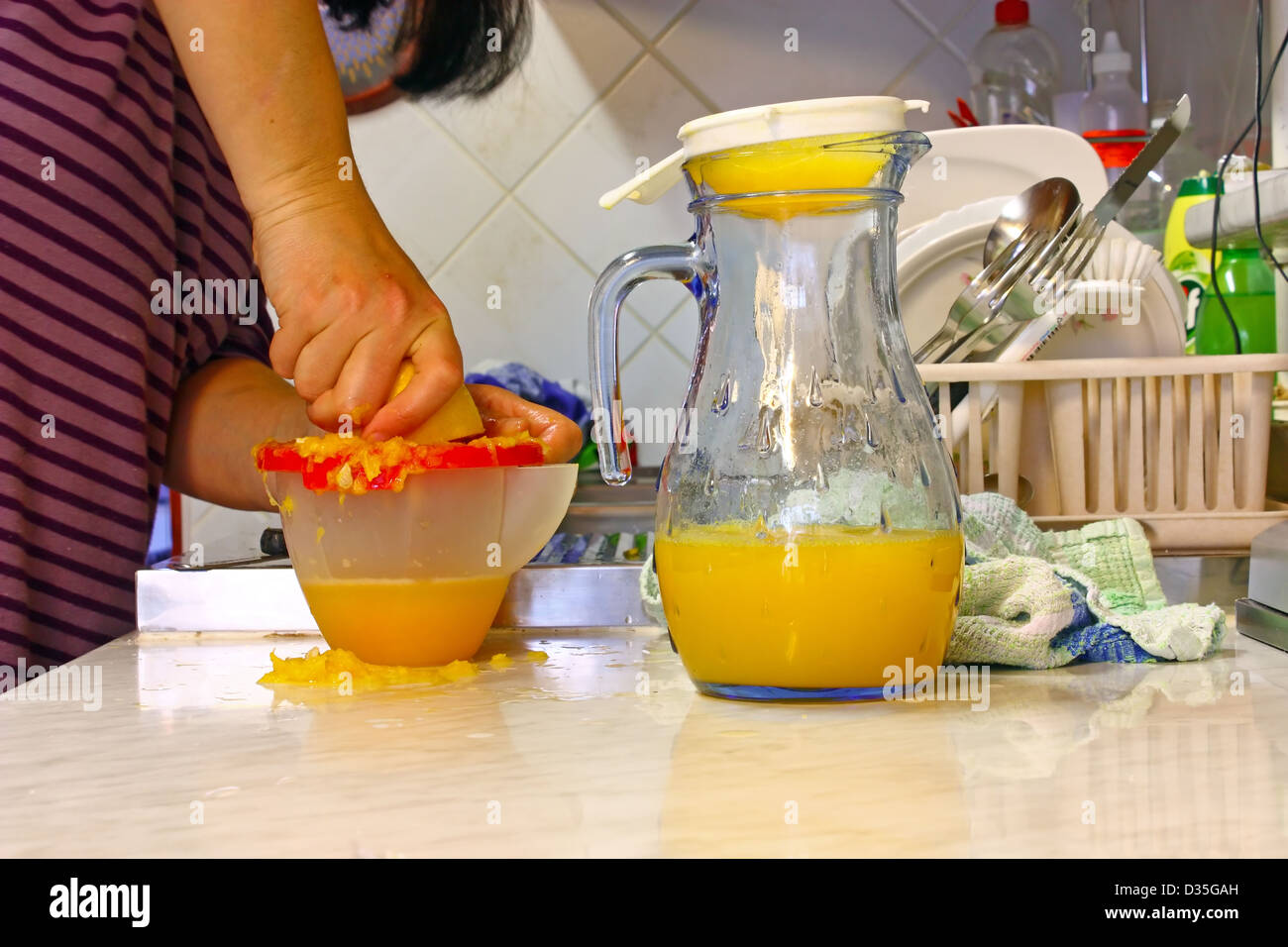 Handsqueezed orange juice Stock Photo Alamy