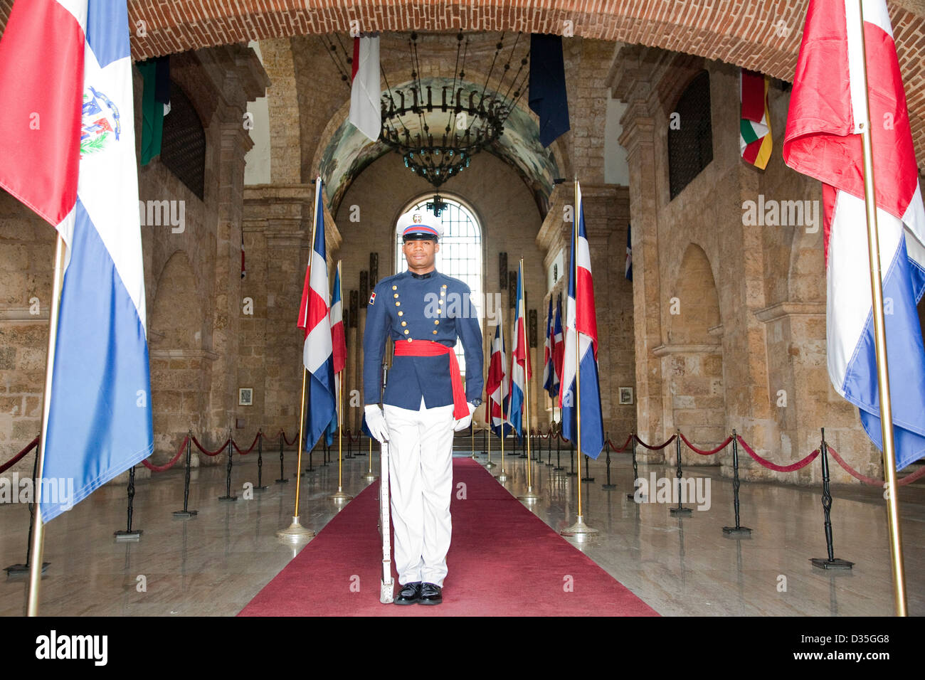 america, caribbean sea, hispaniola island, dominican republic, santo domingo town, national pantheon, guard Stock Photo