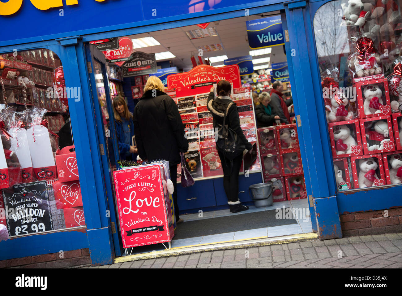 Valentine's Day The shops and streets of the Lancashire Town of Wigan, UK Stock Photo Alamy