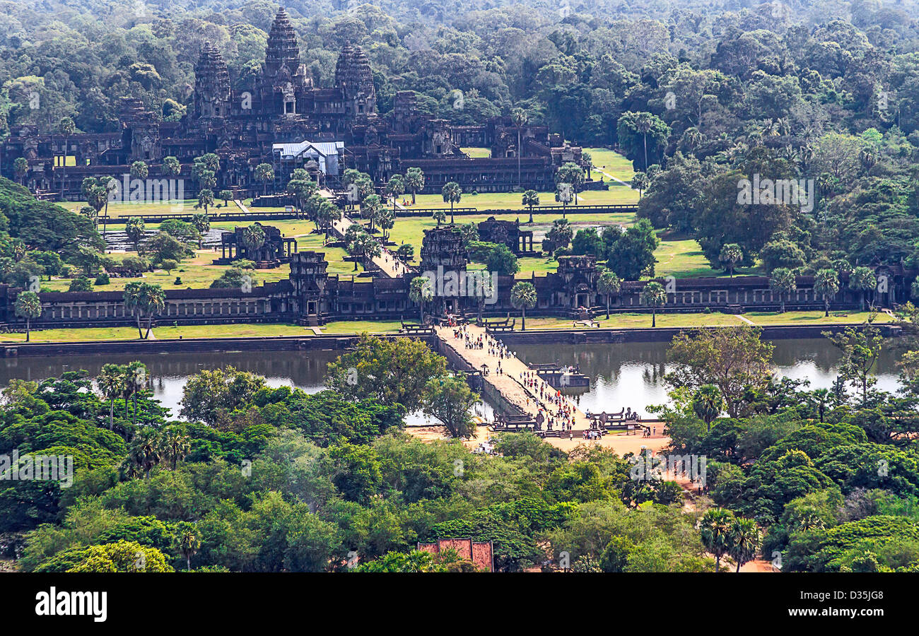 Aerial view of Angkor Wat, the largest Hindu temple complex in the ...