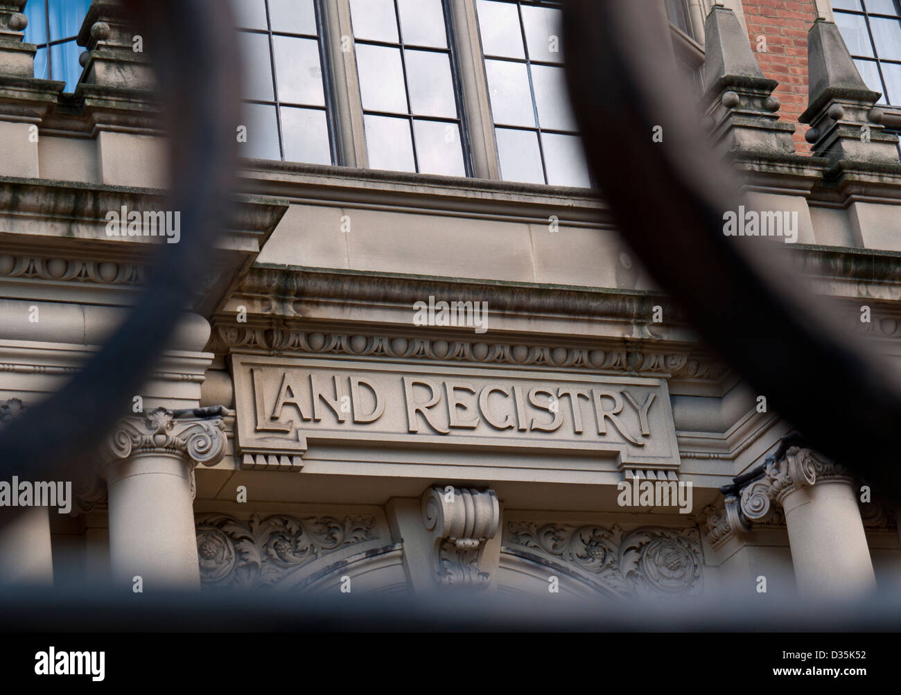Land Registry Office entrance stone engraved sign in Lincolns Inn Fields Holborn London UK Stock Photo