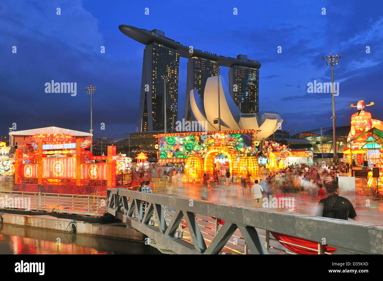 One of the highlights of the Chinese New Year celebration in Singapore is the River Hongbao. Stock Photo