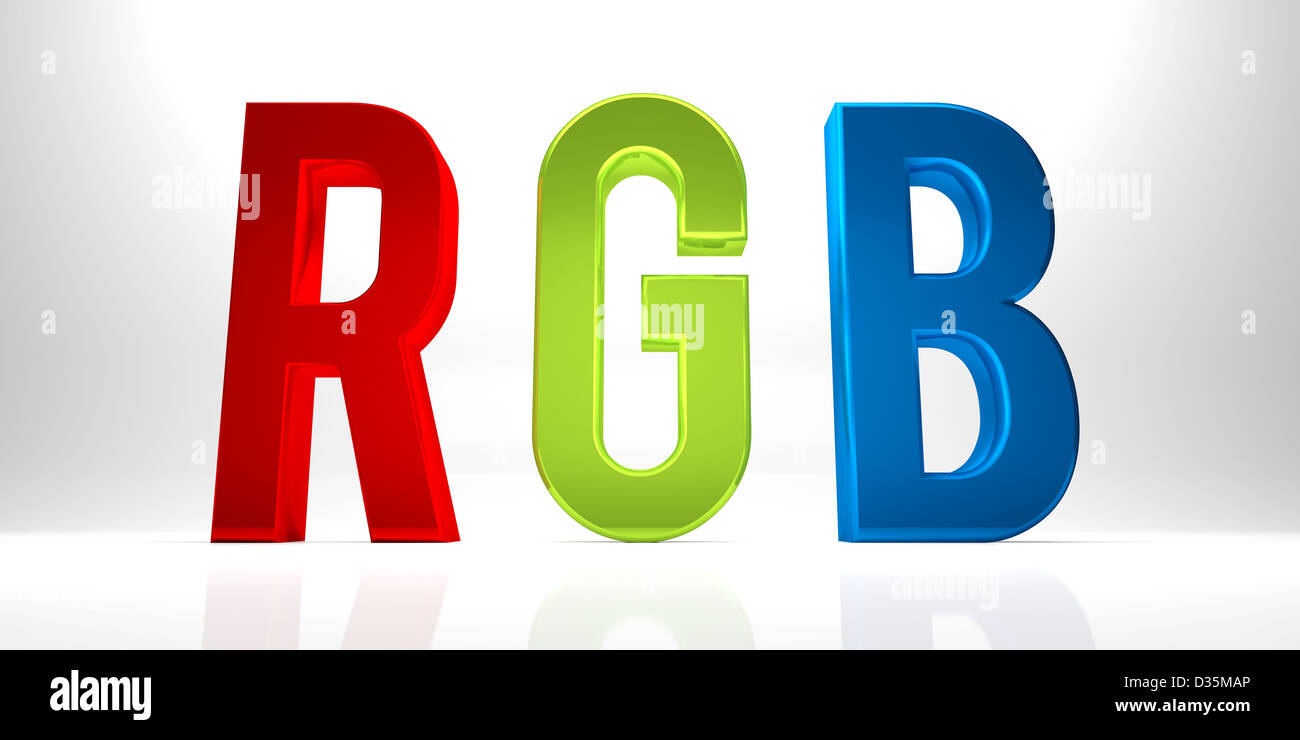 3d render illustration of RGB word block Stock Photo - Alamy