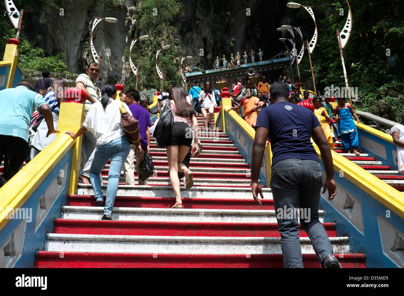 Walking up the steps to the Batu Caves Hindu Temple during the ...