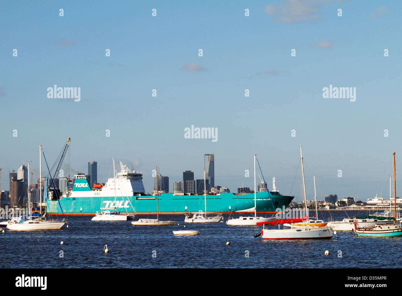 Cargo ship at Melbourne Harbour, Australia Stock Photo Alamy