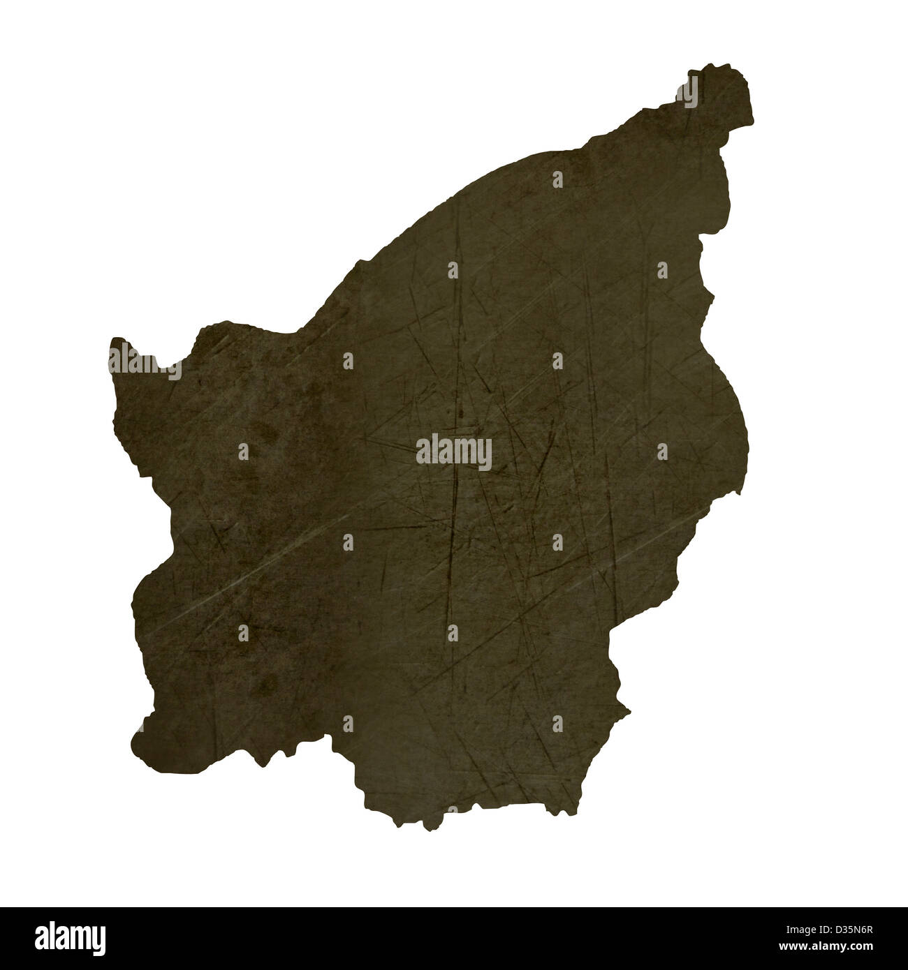 Dark silhouetted and textured map of San Marino isolated on white ...