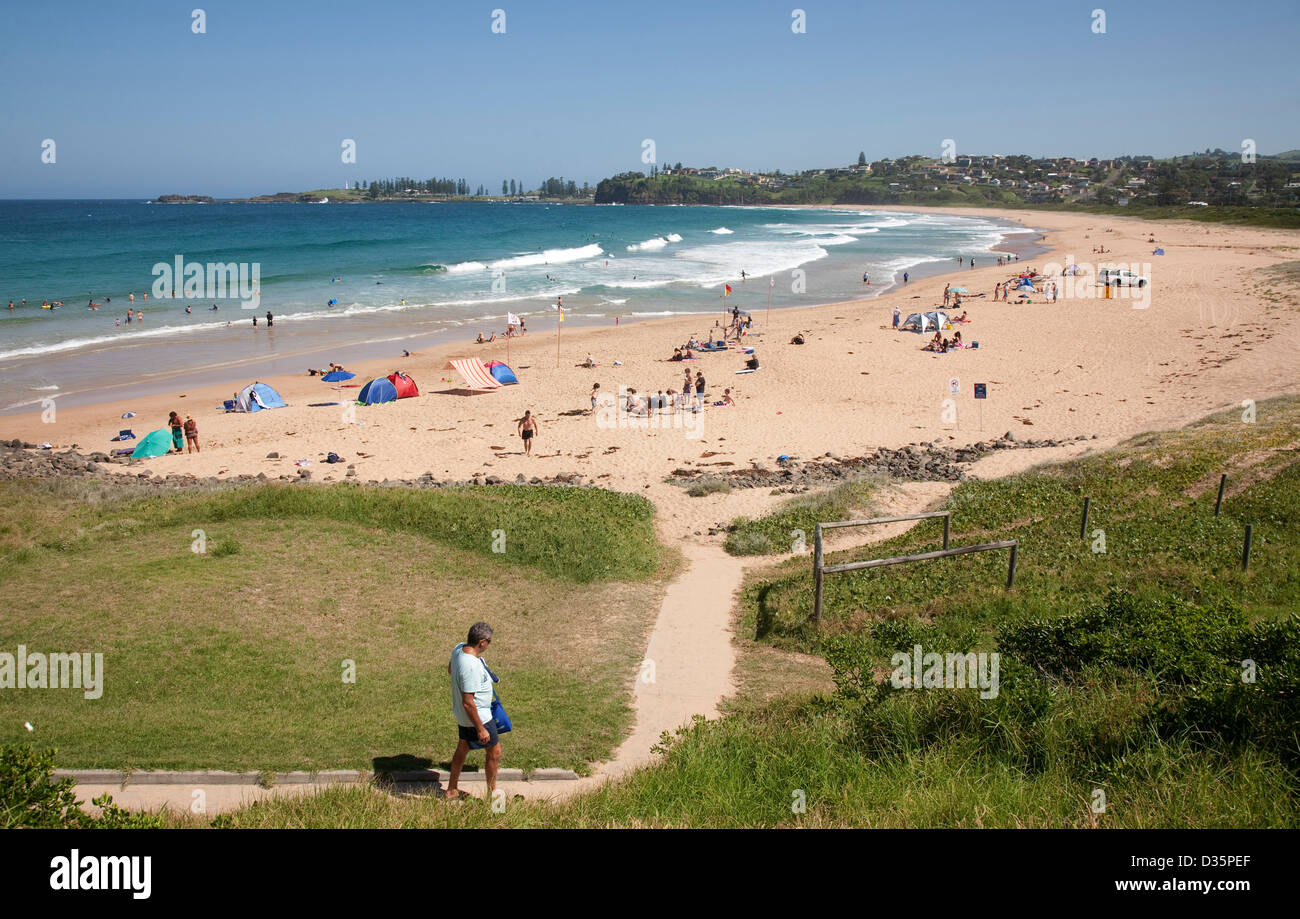 Summer crowds at Bombo a suburb of the Municipality of Kiama, in the Illawarra Region of New South Wales, Australia. Stock Photo