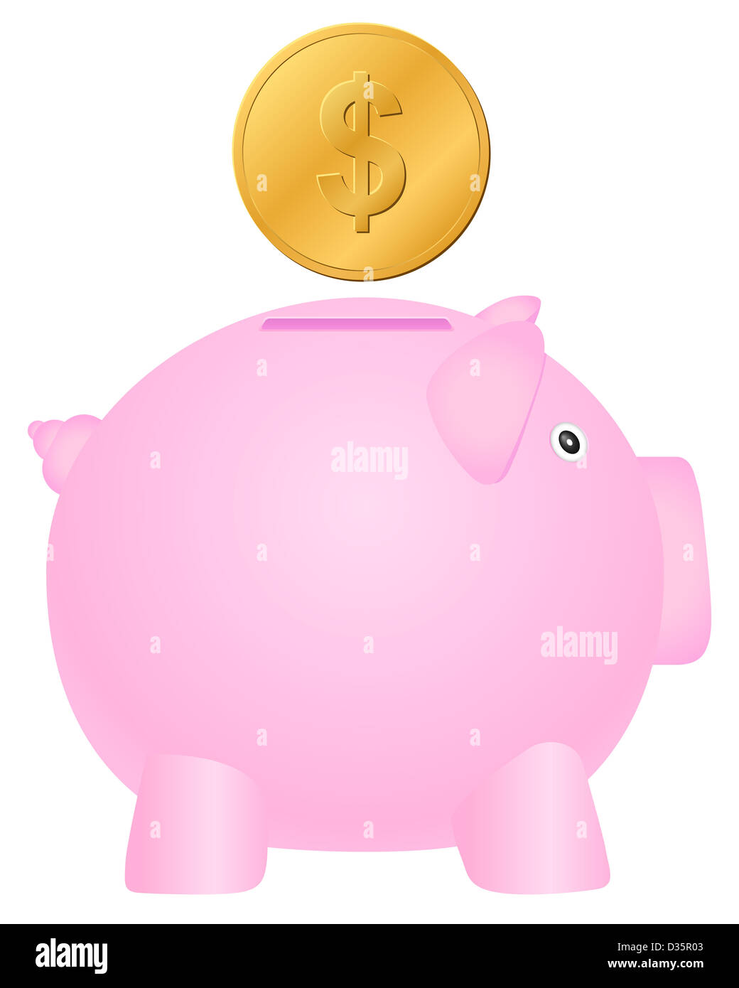 Piggy bank and coin on white background. Vector illustration Stock ...