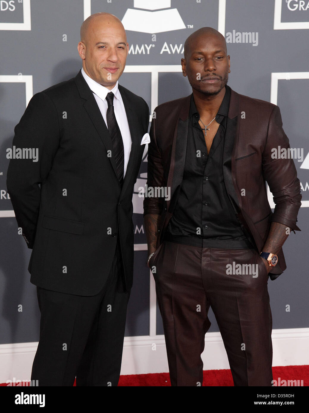 Los Angeles, California, USA. 10th February 2013.  Vin Diesel & Tyrese Gibson arrives for the 2013 Grammy Awards at Staples Center. (Credit Image: Credit:  Lisa O'Connor/ZUMAPRESS.com/Alamy Live News) Stock Photo