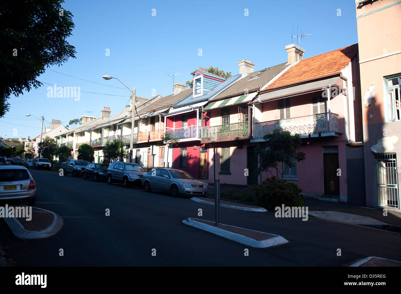 Medium density inner city living Terrace houses on Abercrombie Street Darlington Sydney Australia Stock Photo