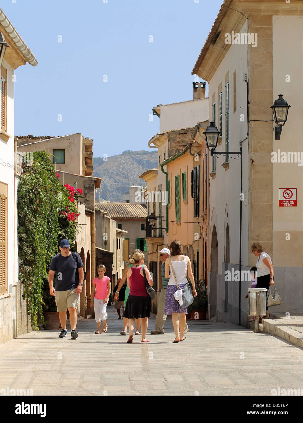 Palma City, Spain, August 23, 2012: Photograph of families walking through streets of Palma city, Mallorca,Spain. Stock Photo