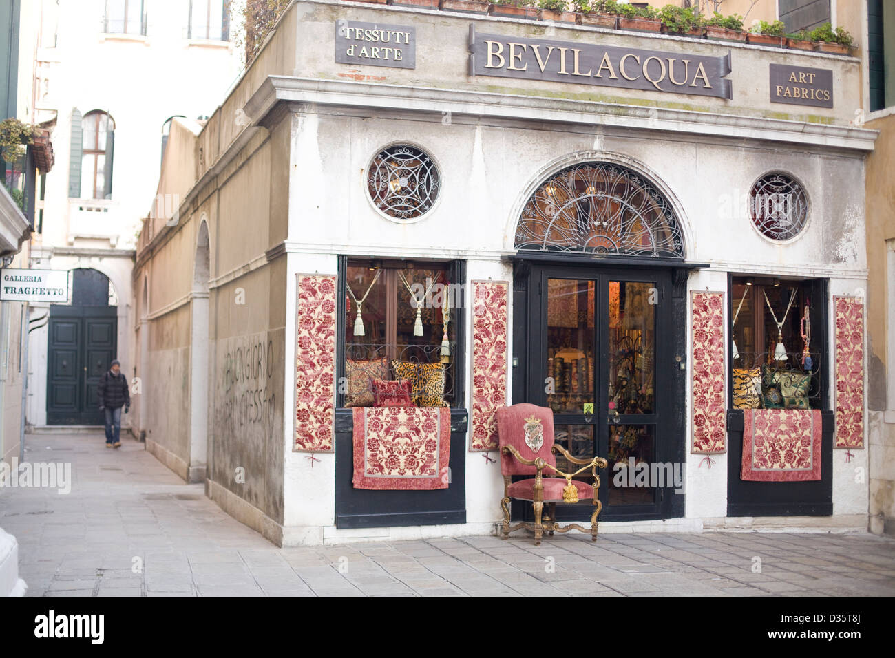 Bevilacqua Tapestry and Carpet shop in Venice Italy Stock Photo