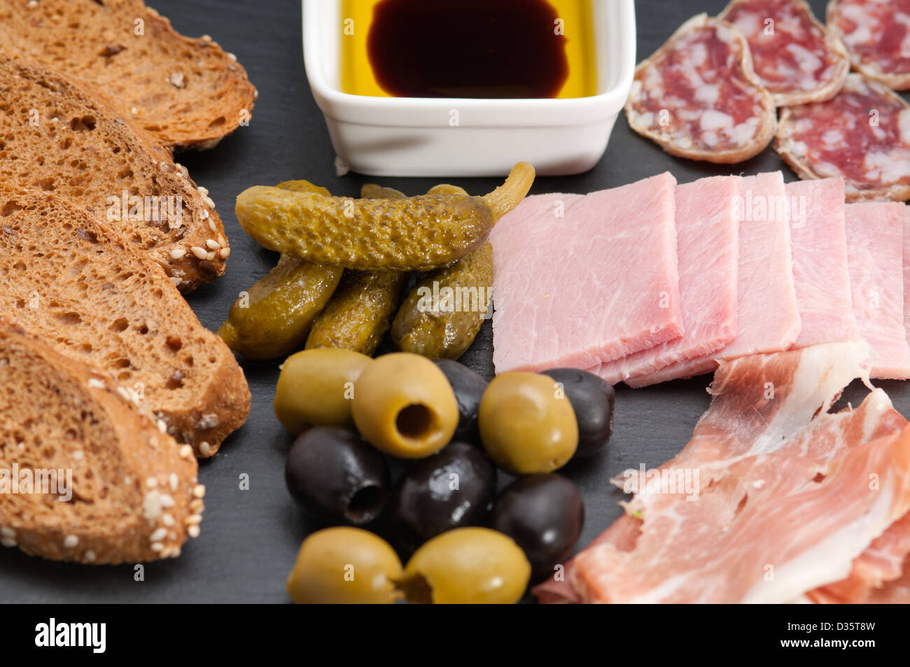 assorted fresh cold cut platter Italian appetizer Stock Photo Alamy
