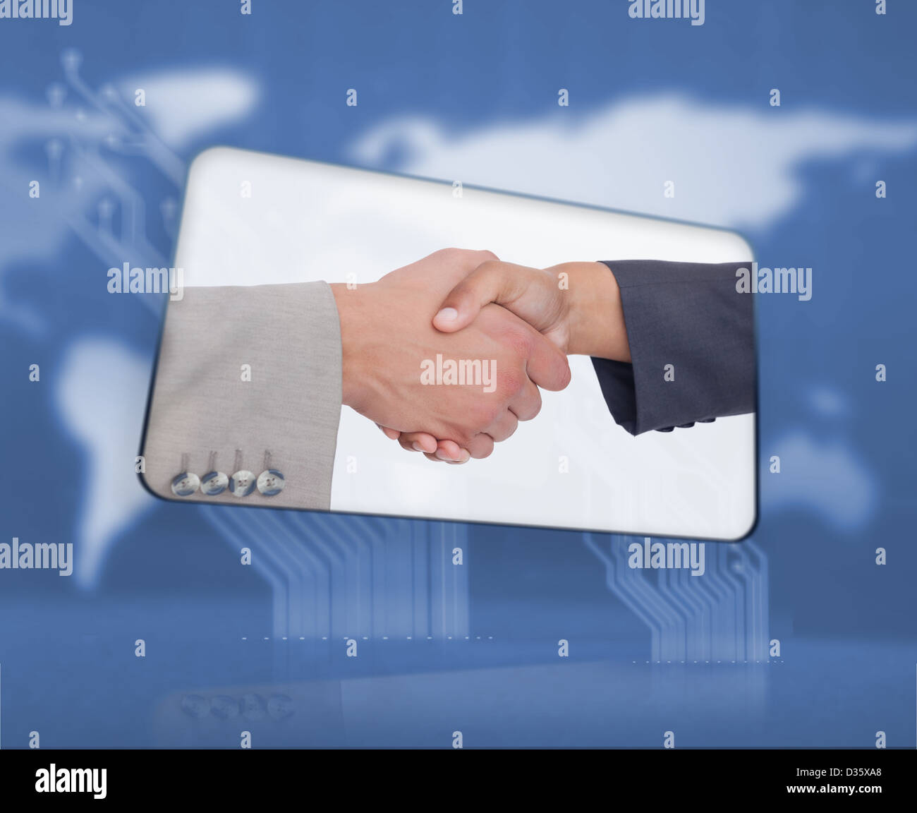 Computer Screen Handshake Screen displaying handshake in digital interface Stock Photo - Alamy
