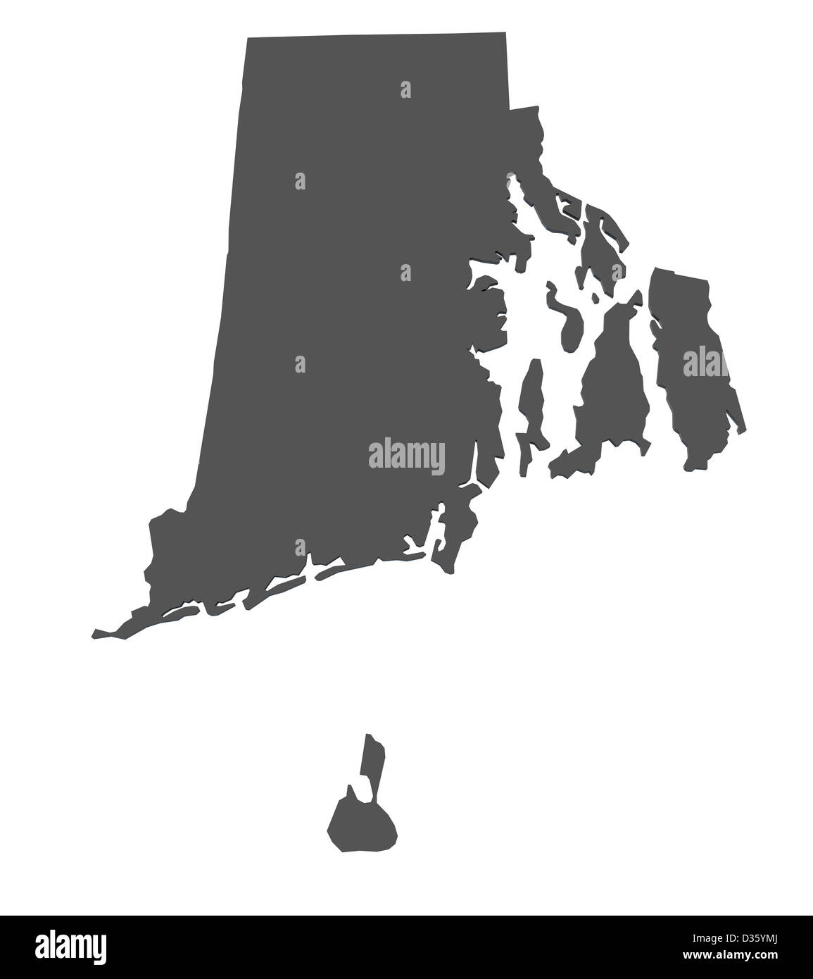 Map of the state of  Rhode Island - USA Stock Photo