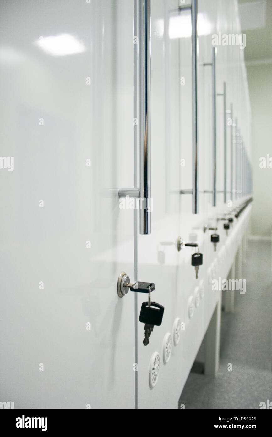 White with keys in a locker room Stock Photo Alamy