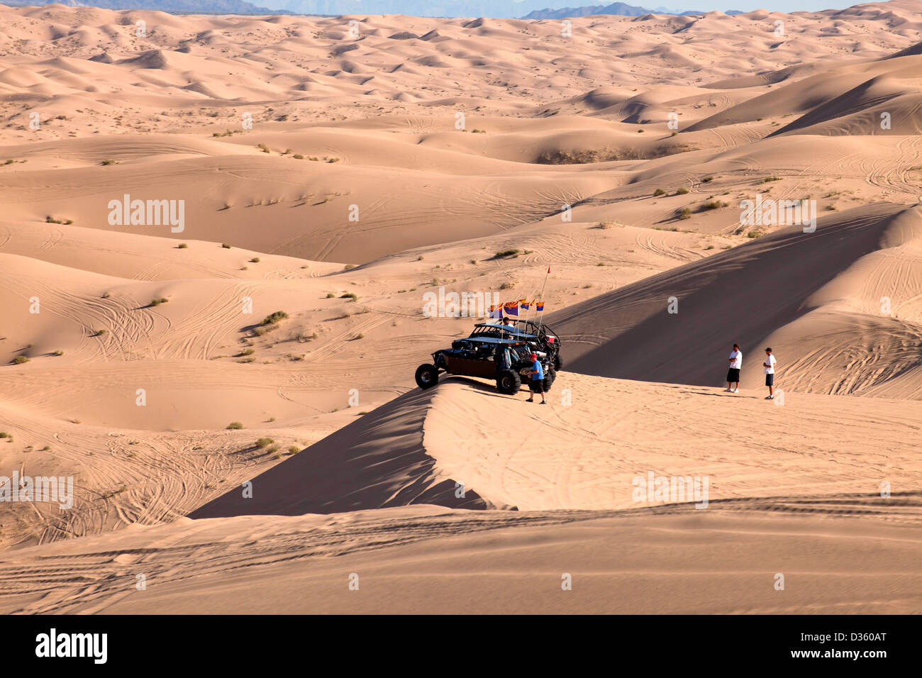 ATVs and 4-wheel-drive vehicles at Algodones Dunes or Imperial Sand Dunes, Imperial County, California, USA Stock Photo