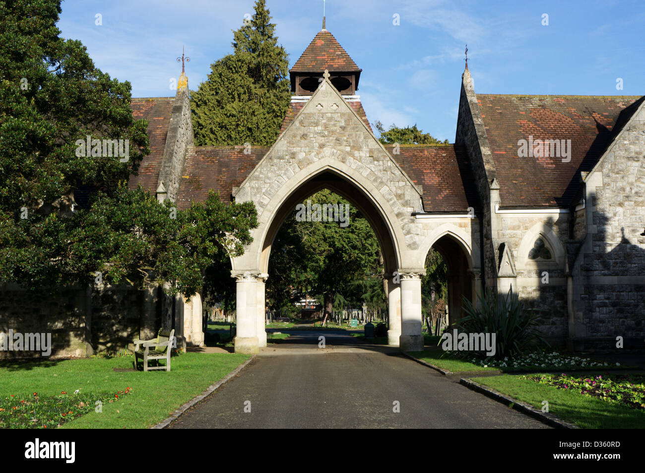 Entrance to the London Road Cemetery in Bromley, South London. Stock Photo