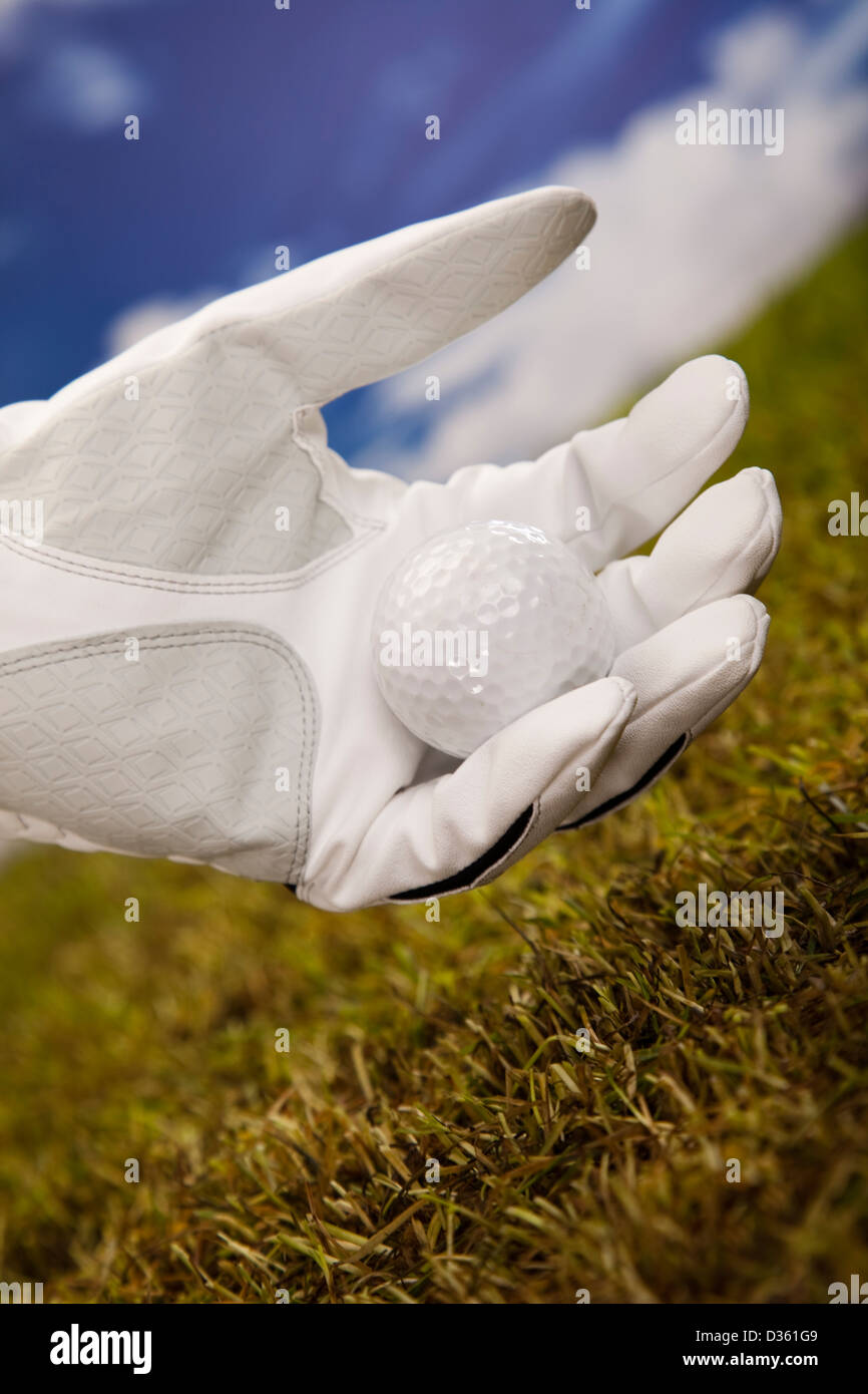 Hand hold golf ball Stock Photo Alamy