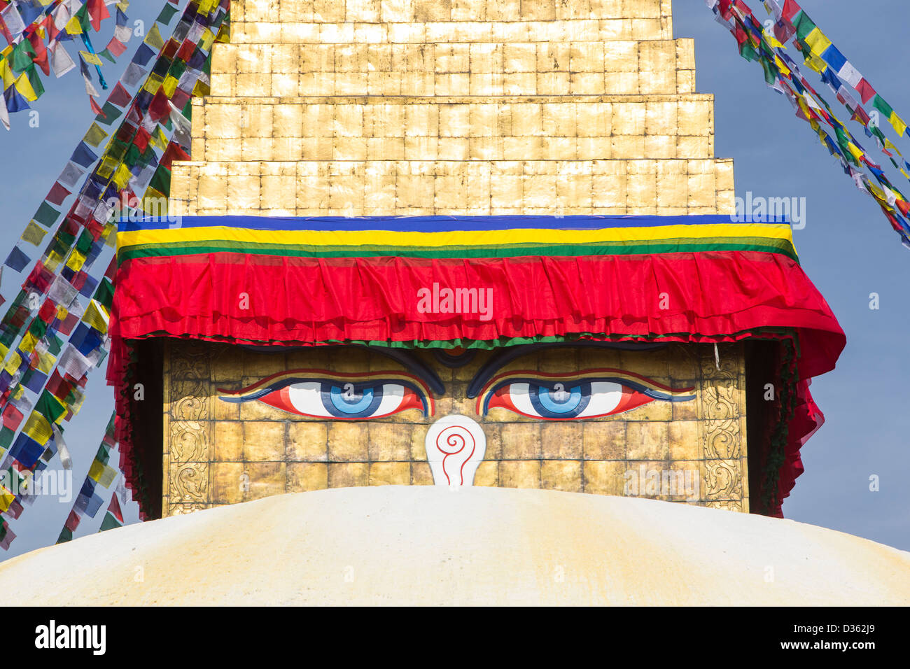 The Boudanath Stupa, is one of the holiest Buddist sites in Kathmandu, Nepal Stock Photo