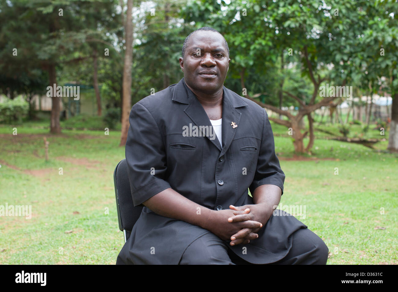 CAMEROON, 3rd October 2012: Obam Obam Pierre, head of the anti-poaching unit, Ministry of Forest and Wildlife Stock Photo