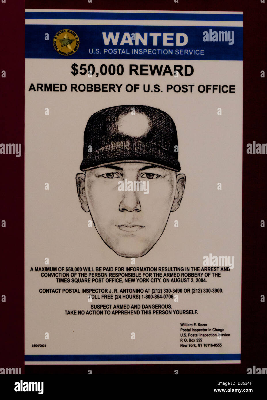 US Post Office wanted poster - USA Stock Photo