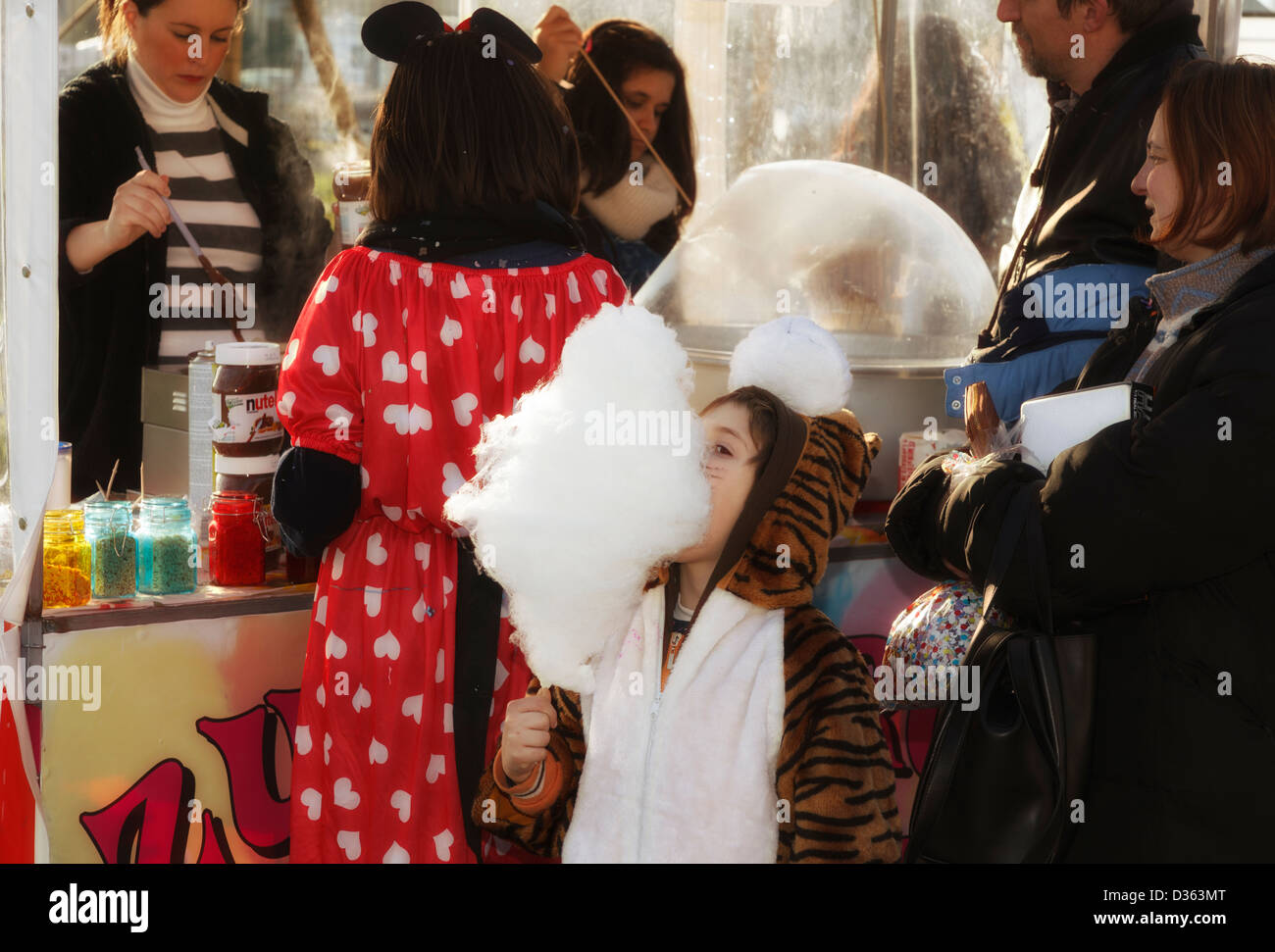 Baby eating cotton candy Stock Photo Alamy
