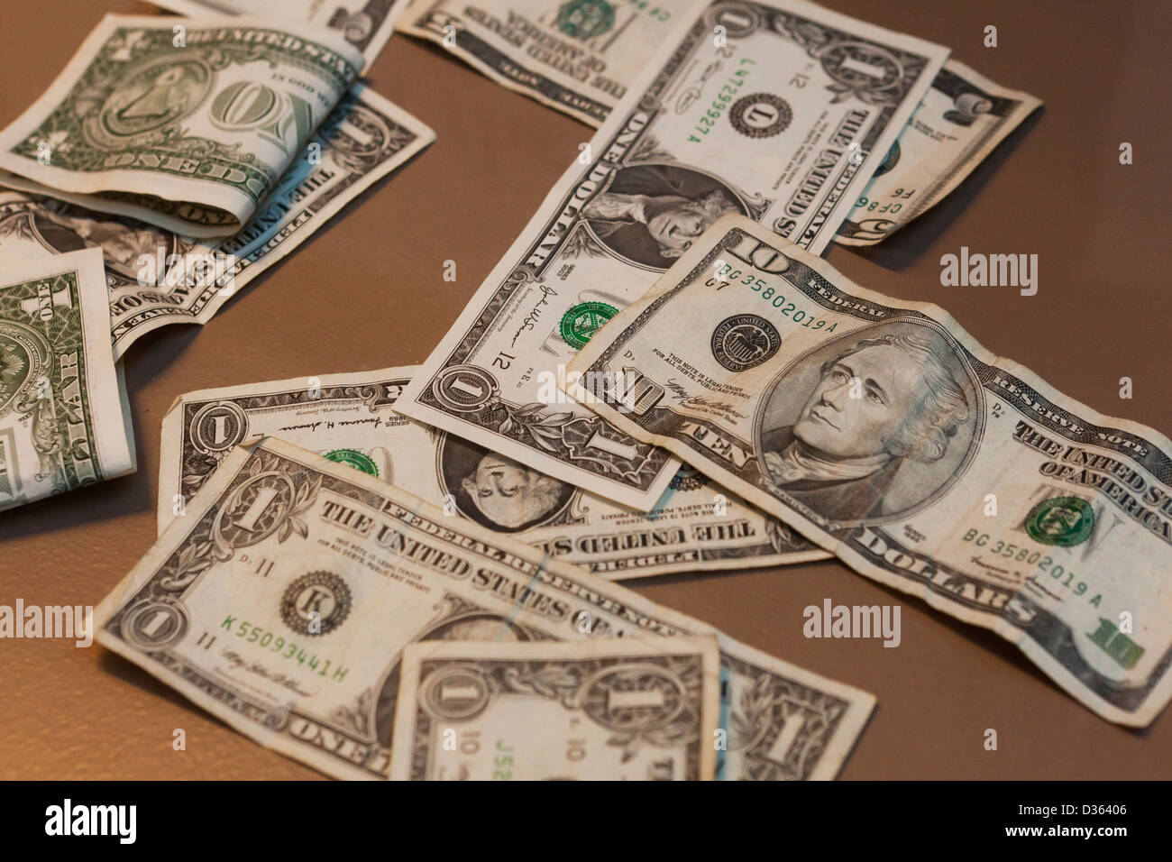 chash money on a table Stock Photo